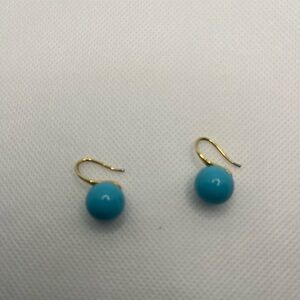 Turquoise color drop and Gold color metal Earrings